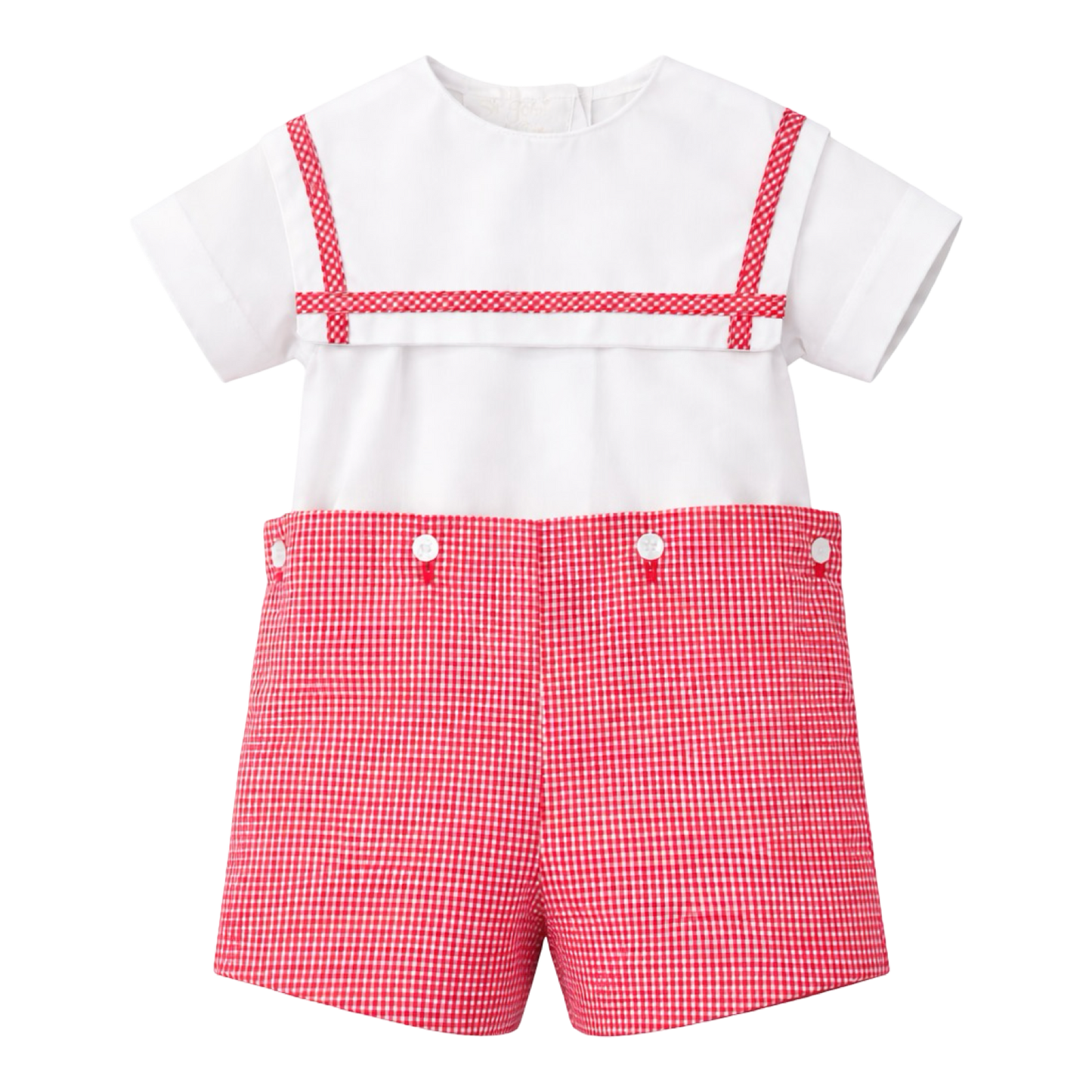 Gingham Button On - Red
