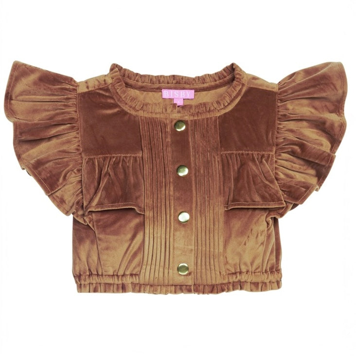 Annie Top - Brown Faux Suede