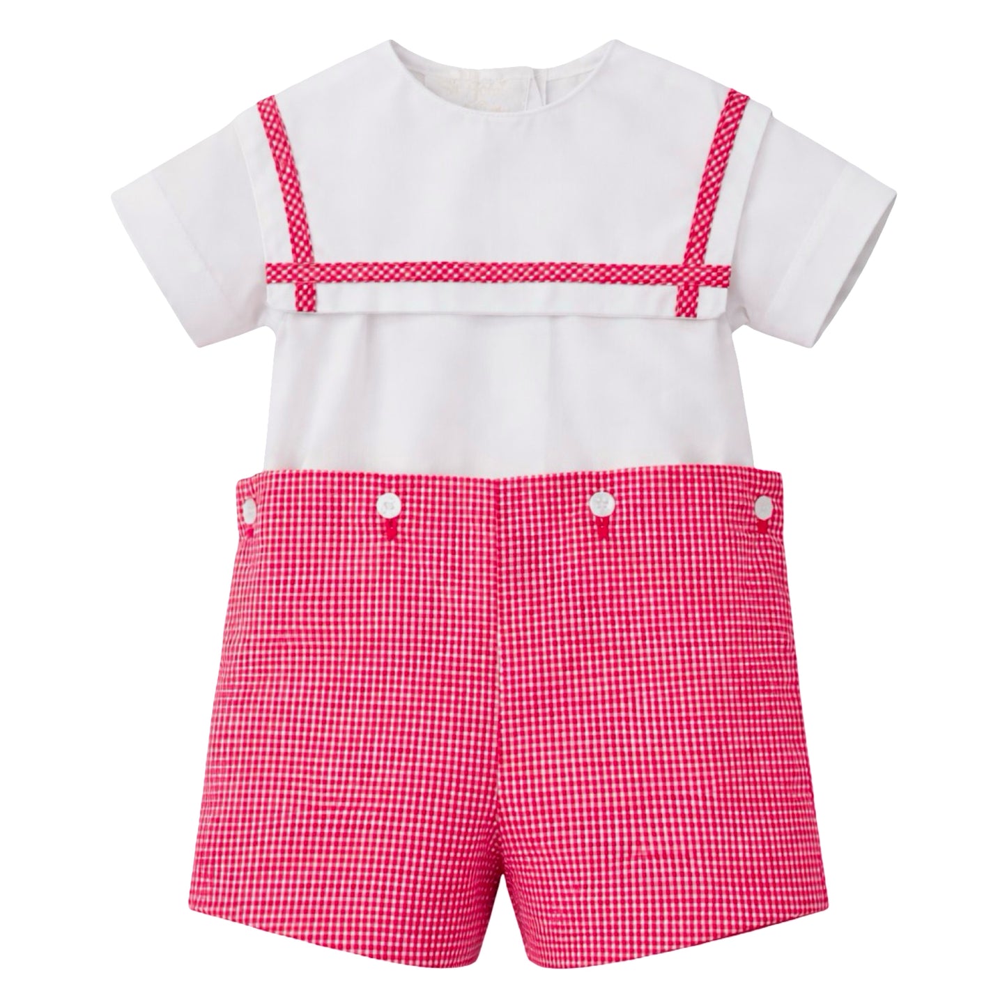 Gingham Button On - Red