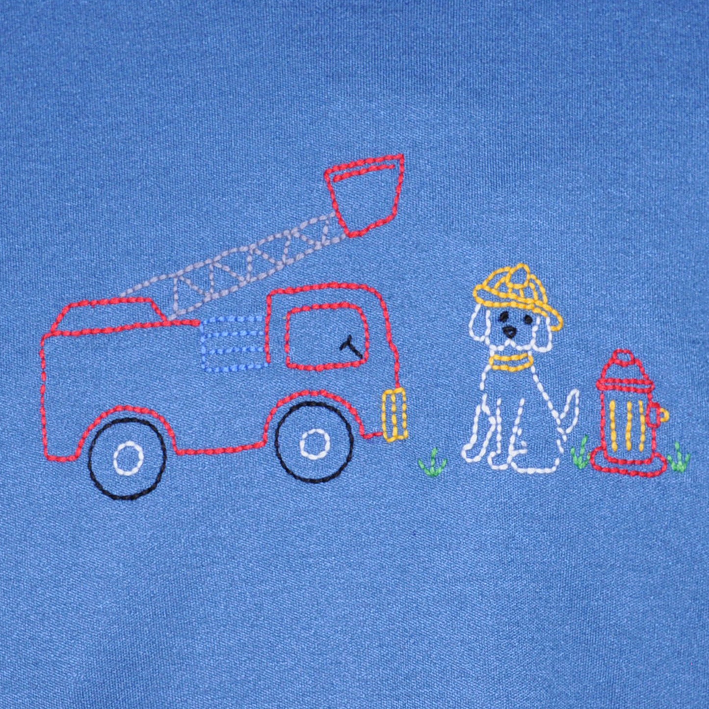 Embroidered Tee - Fire Truck/Dog