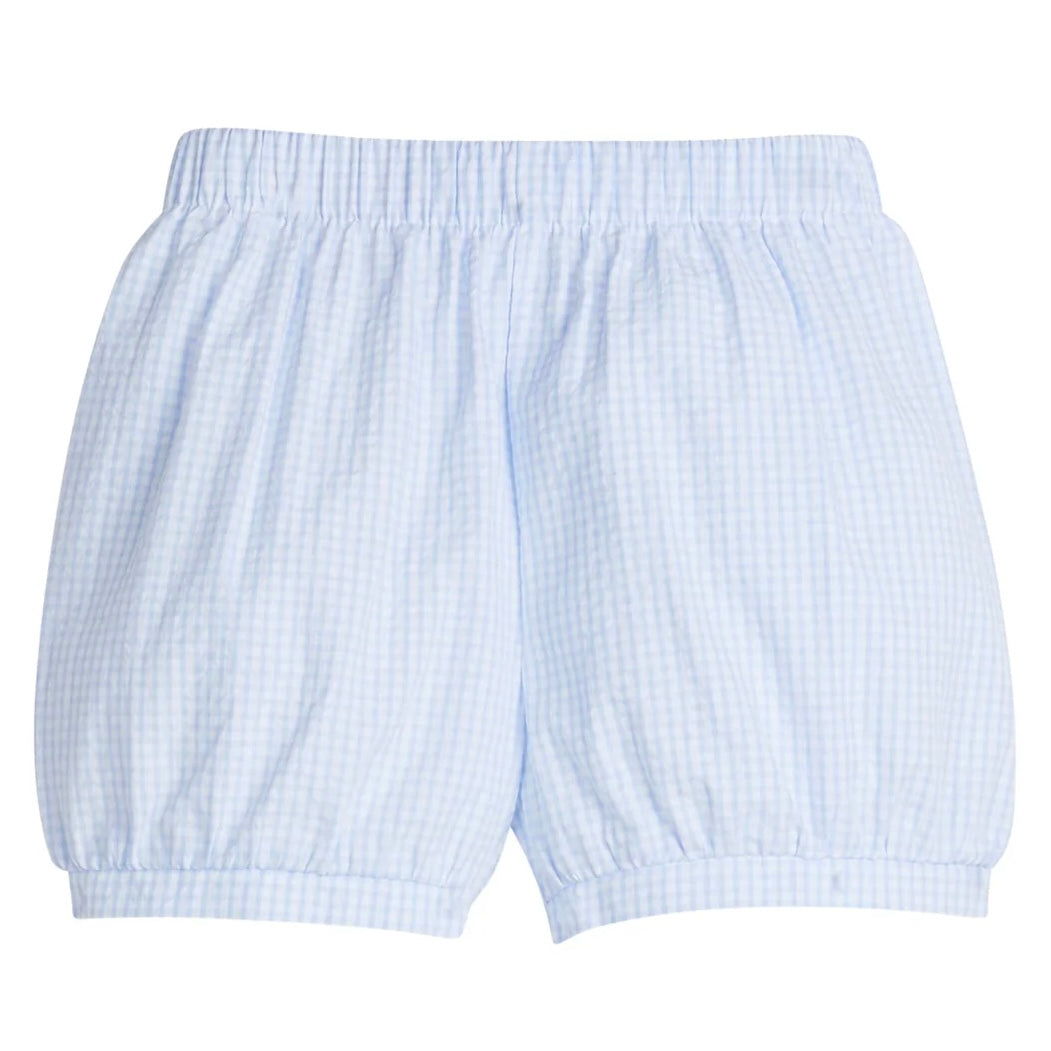 Banded Short -Blue Seersucker Gingham