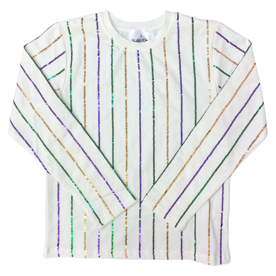 Sequin Top - Mardi Gras Stripe