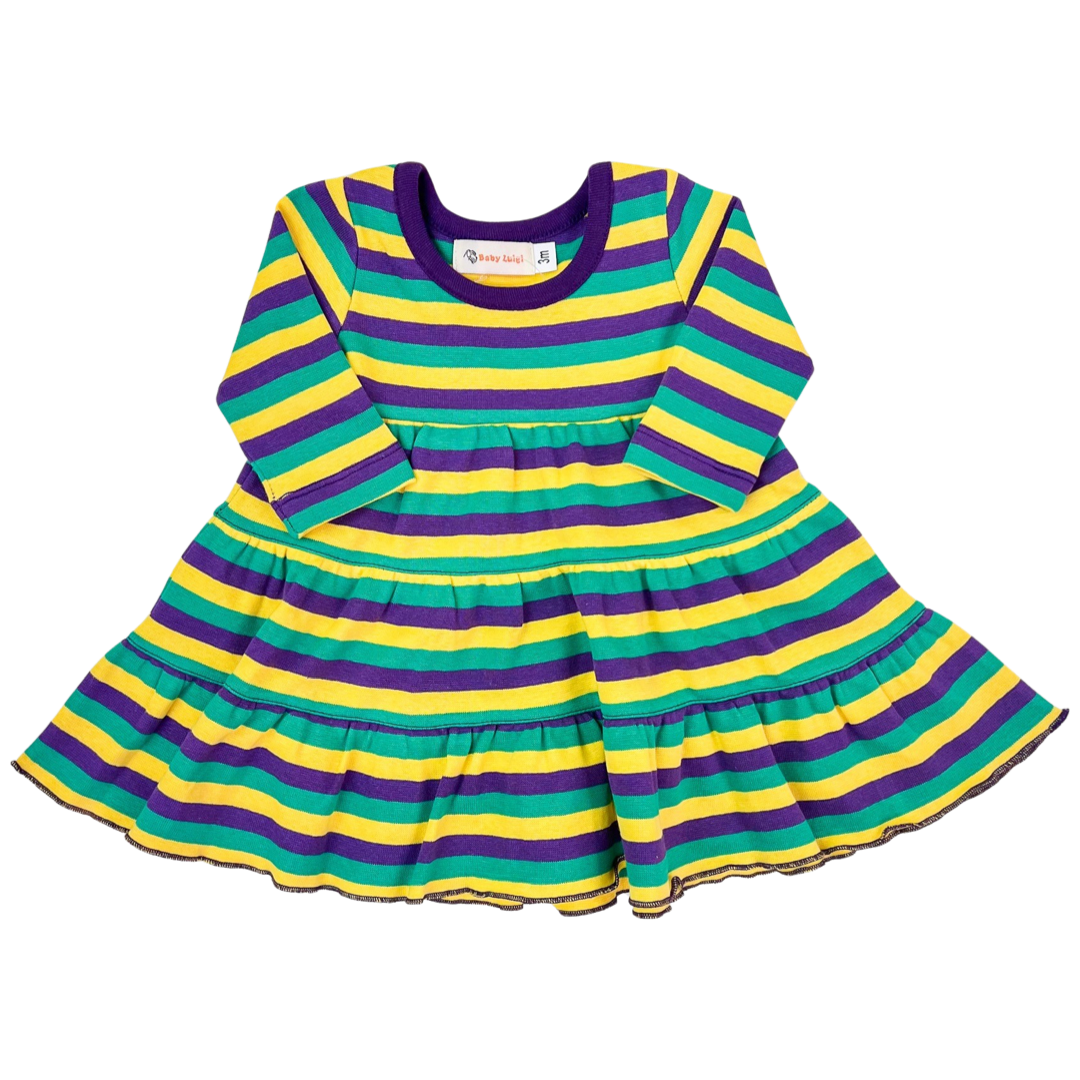 Dress - Mardi Gras Stripe Lulu and Bean Dress - Mardi Gras Stripe Lulu and Bean