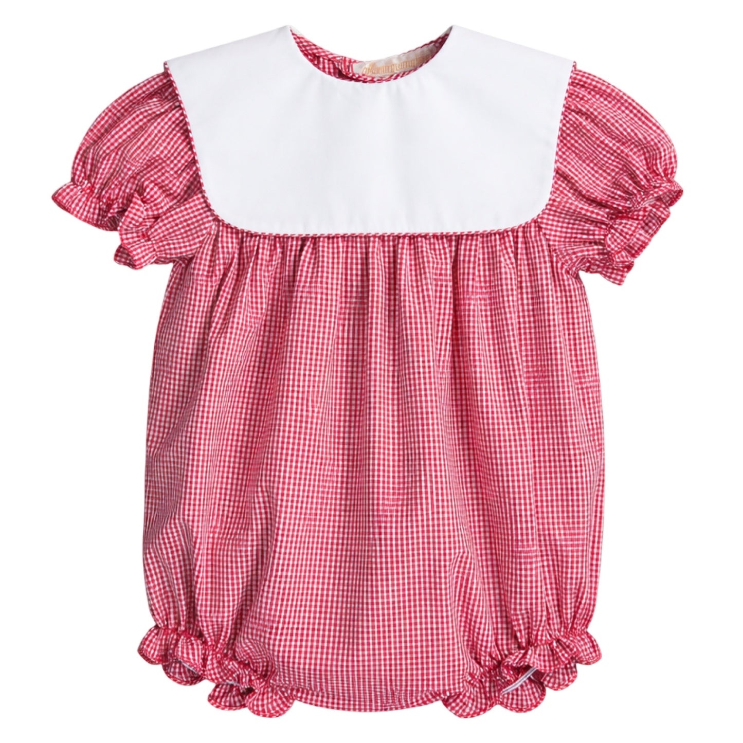 Gingham Collar Ruffle Bubble - Red