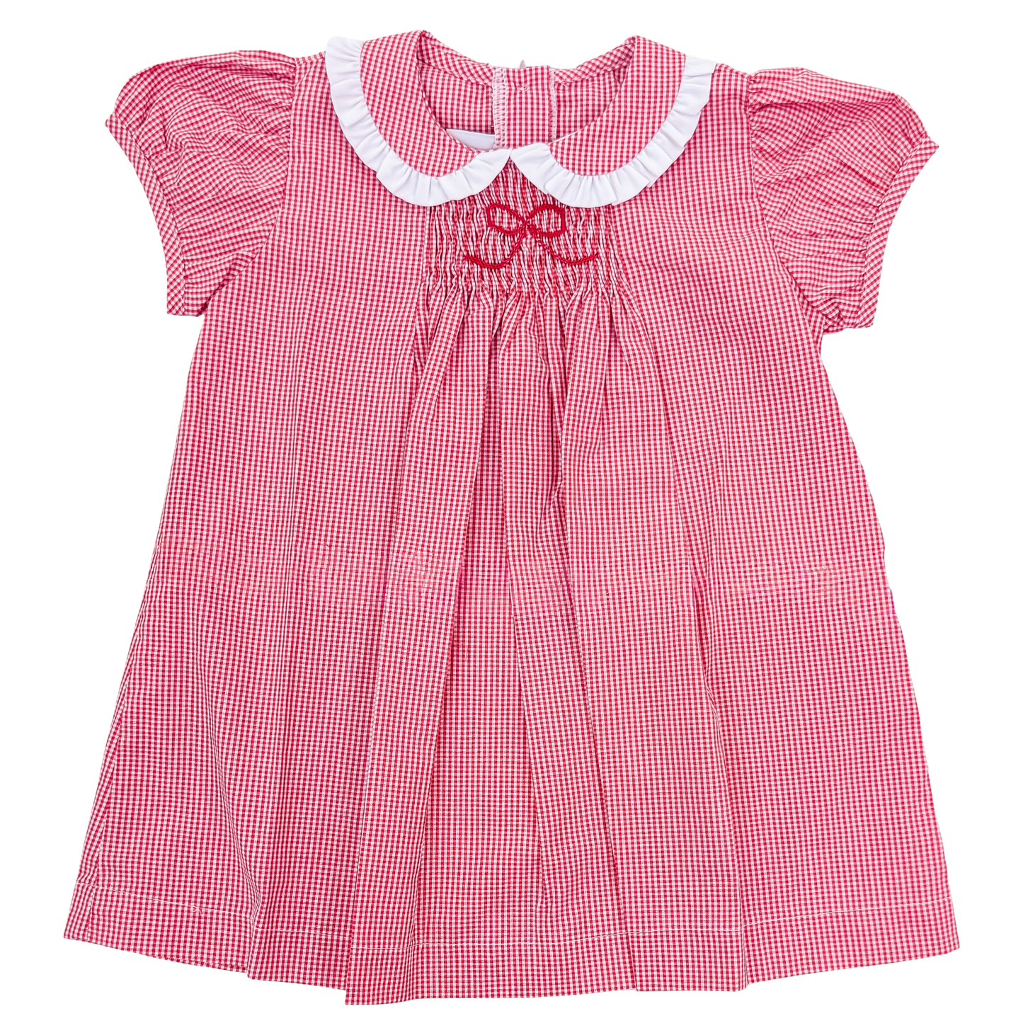Sage Smocked Red Bow Dress