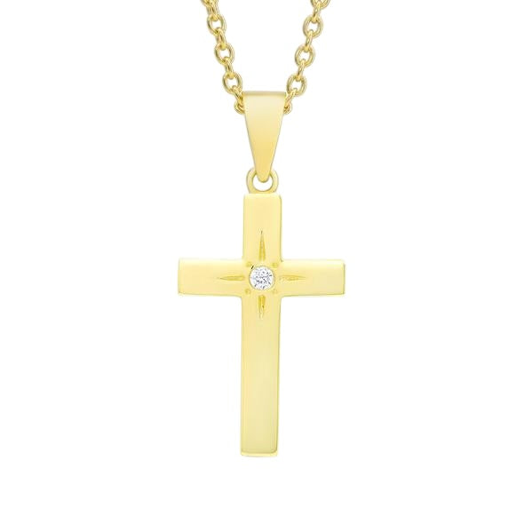 Necklace - Gold Cross CZ