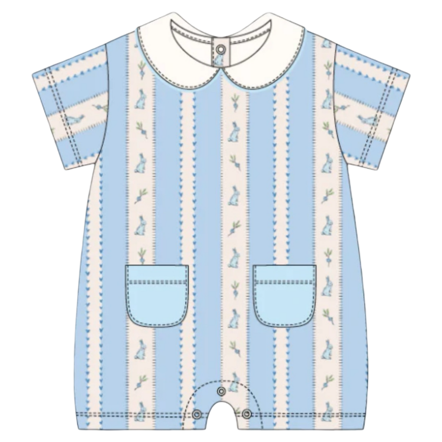 Finn Pima Romper - Bunny Blue