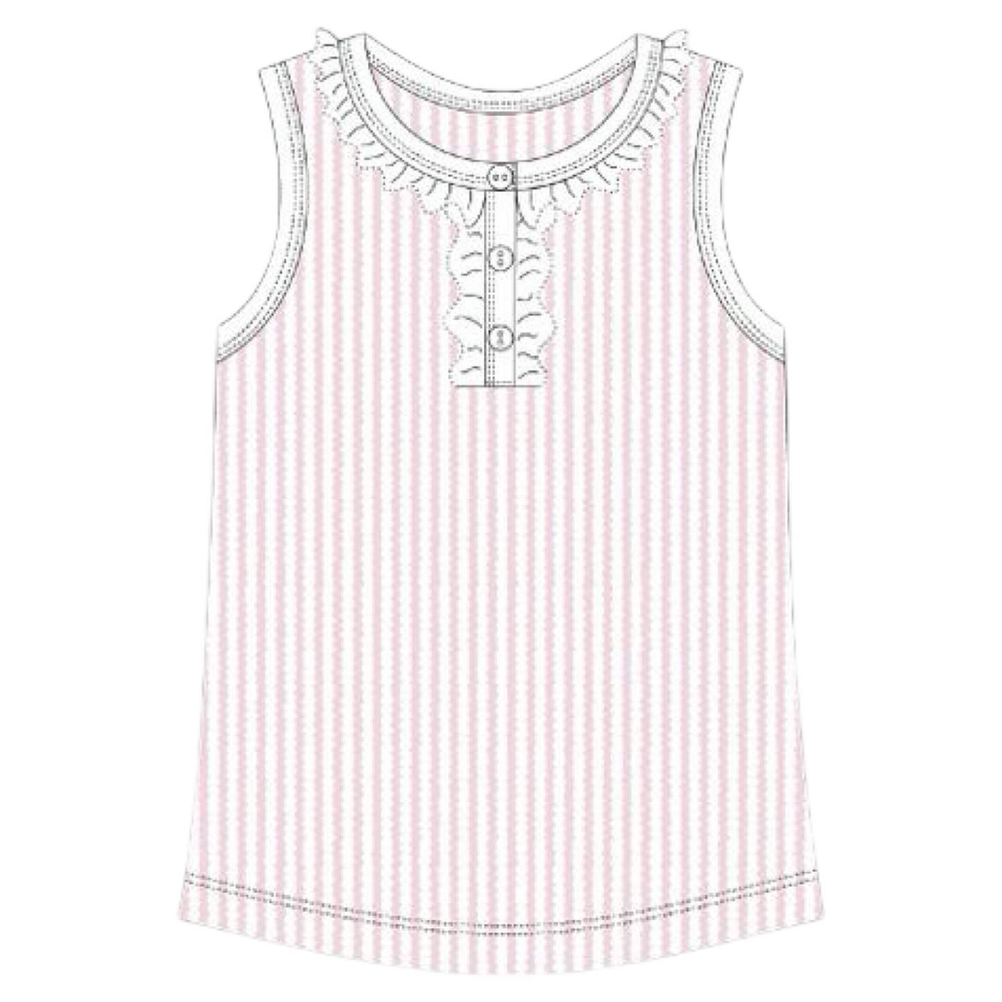 Pima Ruffle Tee - Pink Stripe