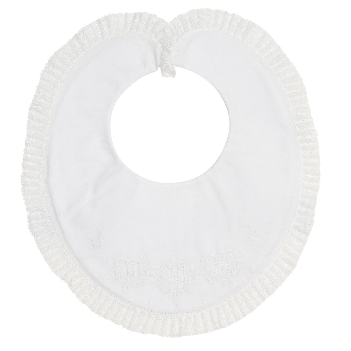 Laurel Leaf Embroidered Lace Bib