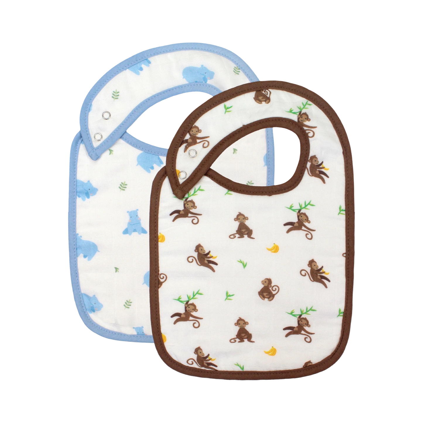 Bib Set - Hippo/Monkey