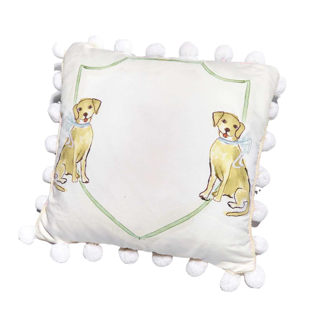 Pom Pom Pillow - Yellow Dog