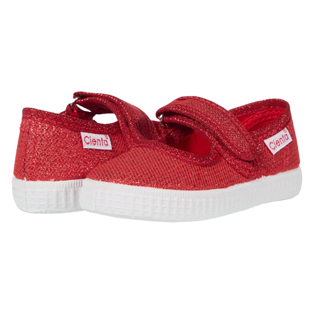 Canvas Mary Jane - Red Glitter