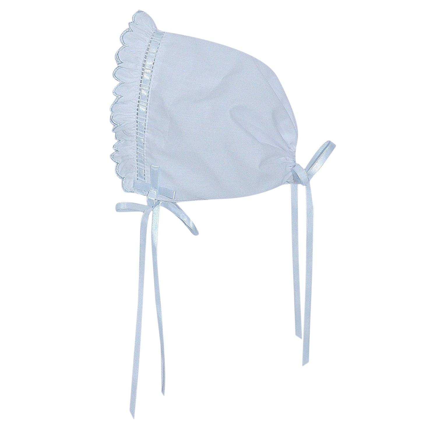Finn Daygown/Bonnet Scallop Ruffle  - Blue