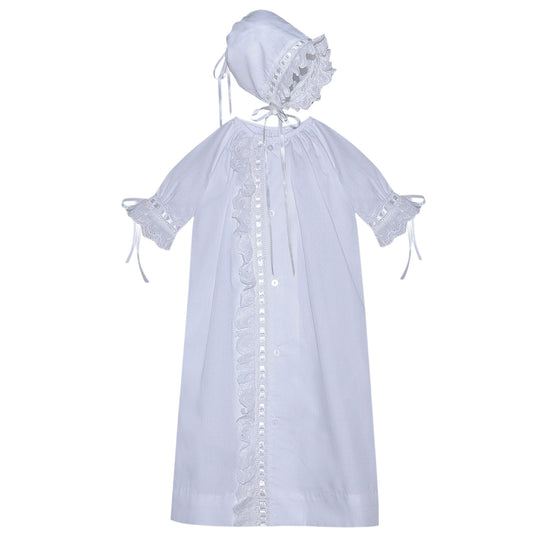 Finn Daygown/Bonnet Eyelet Lace  - Blue