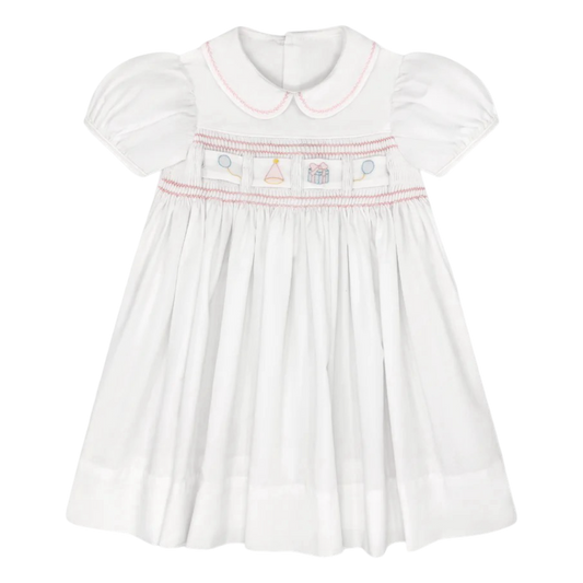 Ruth Ribbon Dress - Blessings White/Pink