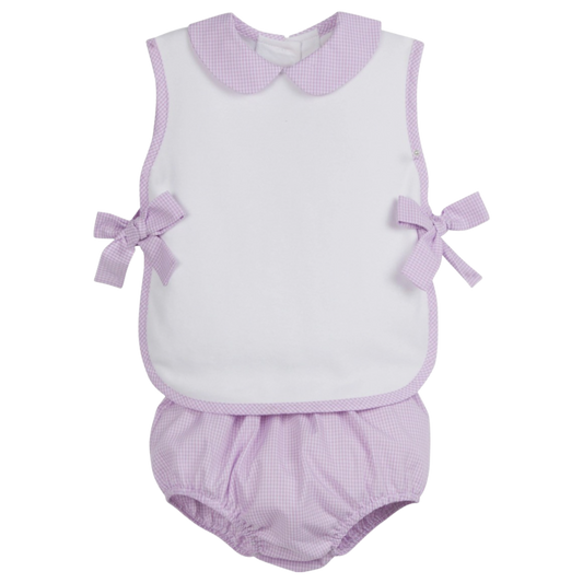 Little English Bow Tab Diaper Set - Lavender