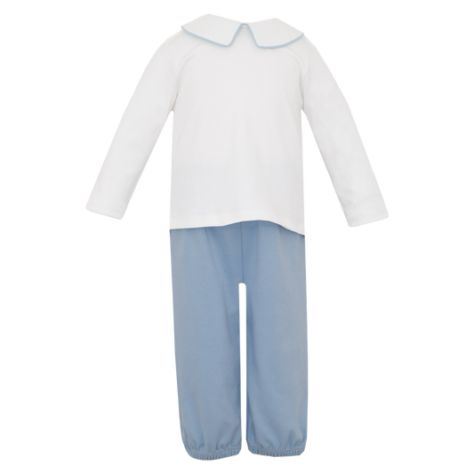 Knit Pant Set - Blue/White
