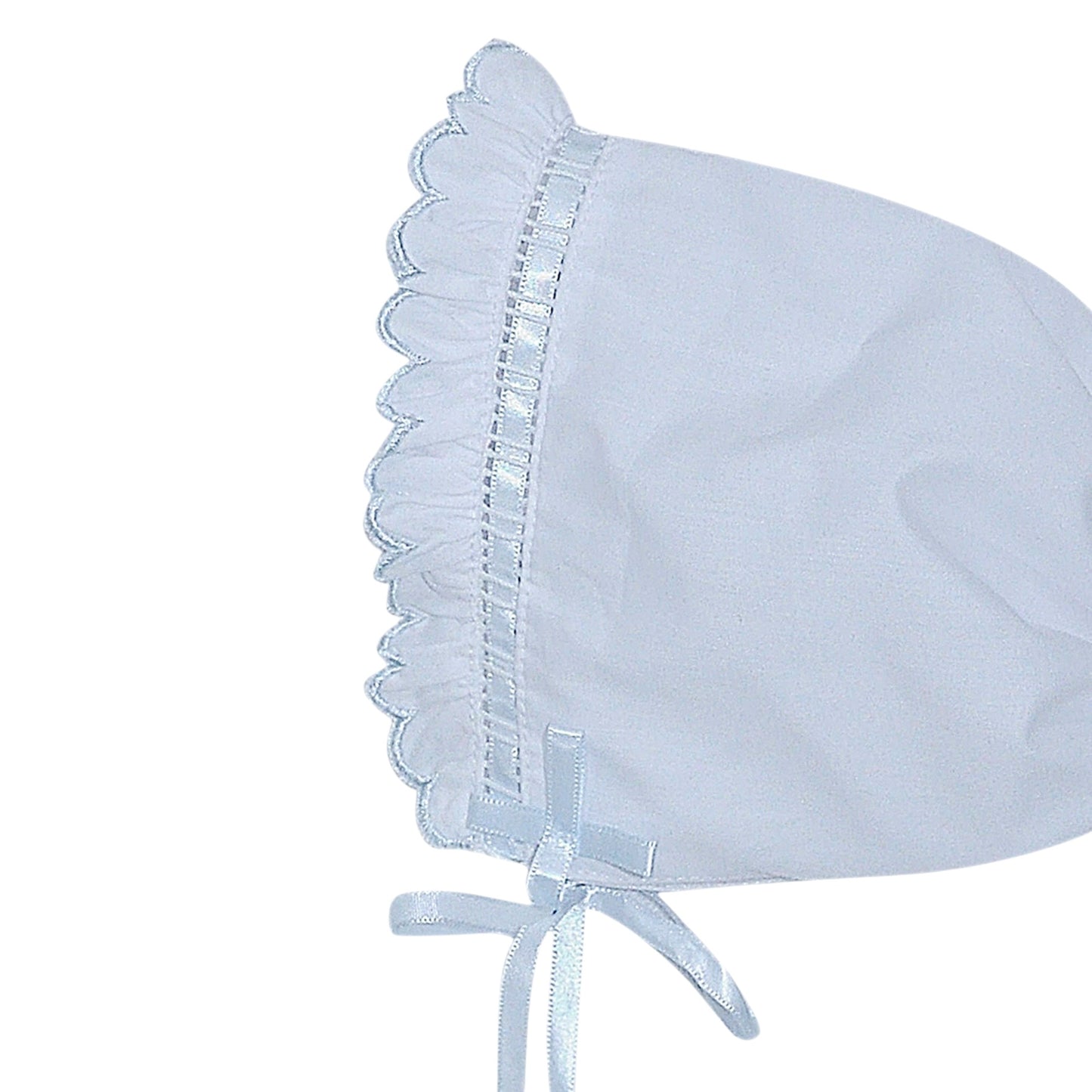 Finn Daygown/Bonnet Scallop Ruffle  - Blue