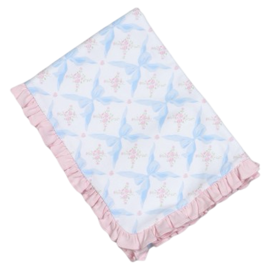Pima Blanket - Blue Bows