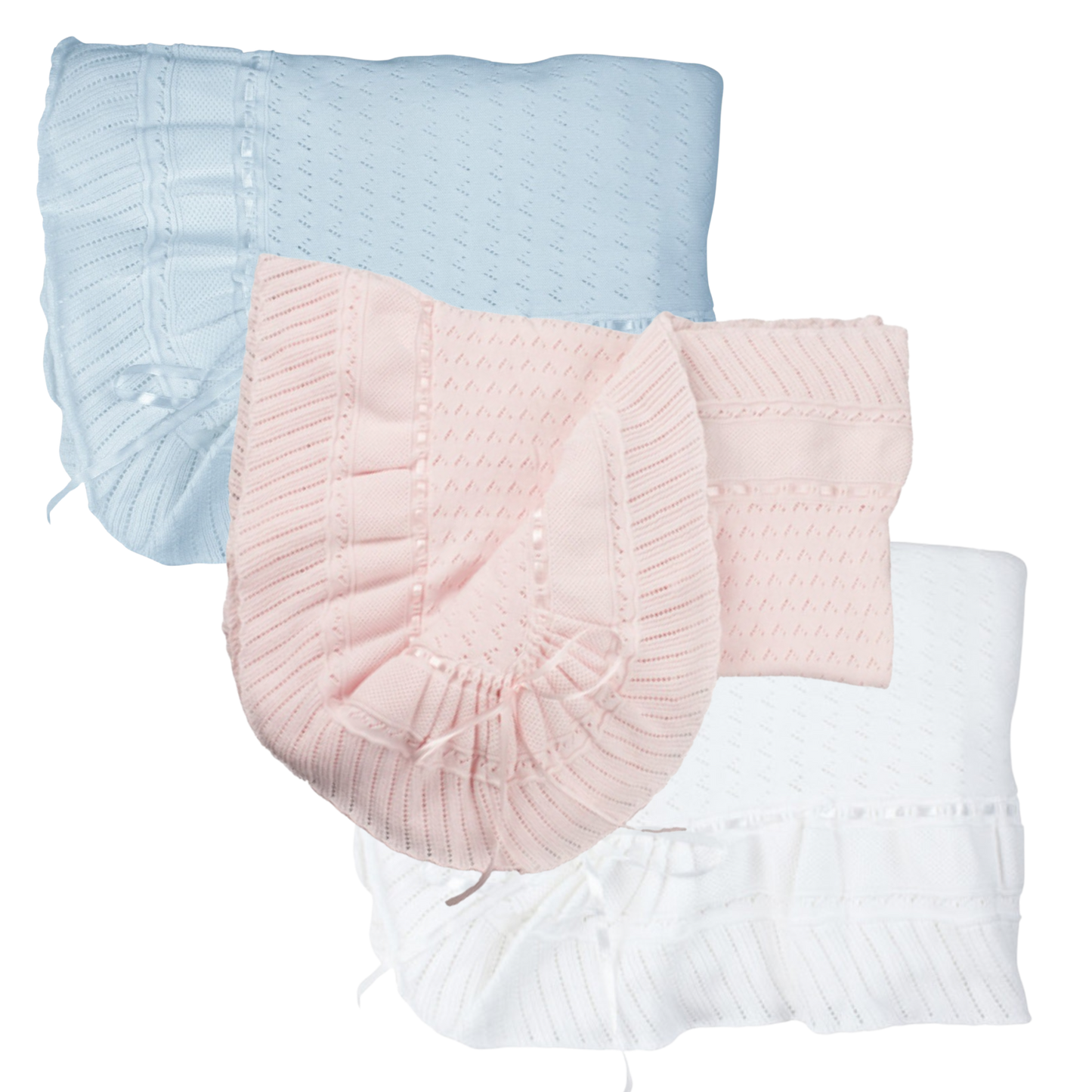 Feltman Brothers Pointelle Knit Ruffle Blanket