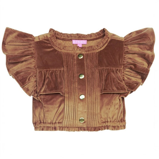 Annie Top - Brown Faux Suede