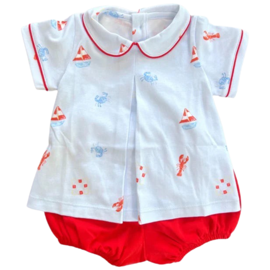 James & Lottie Rory Diaper Set - Lobster