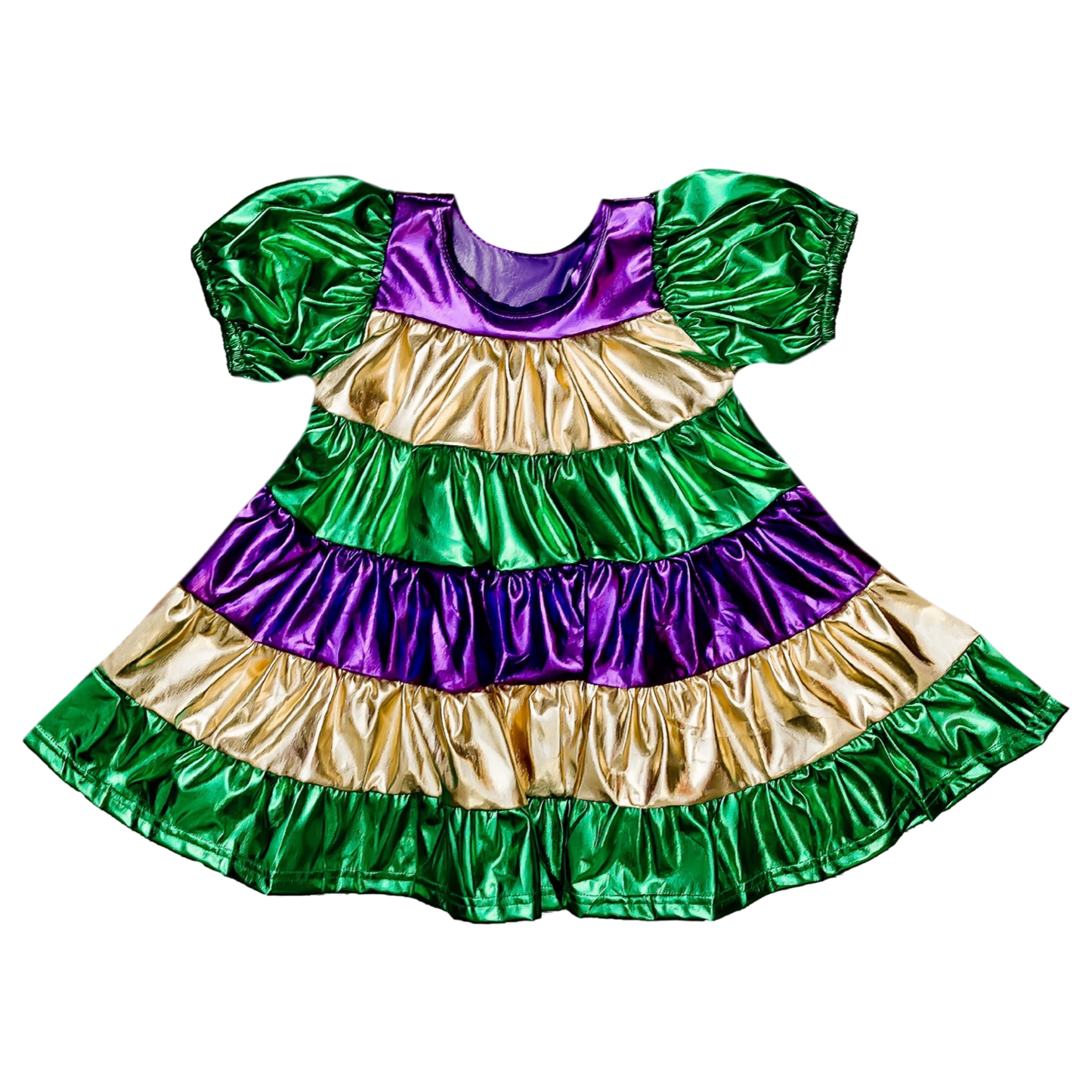 Belle Cher Metallic Striped Dress - Mardi Gras