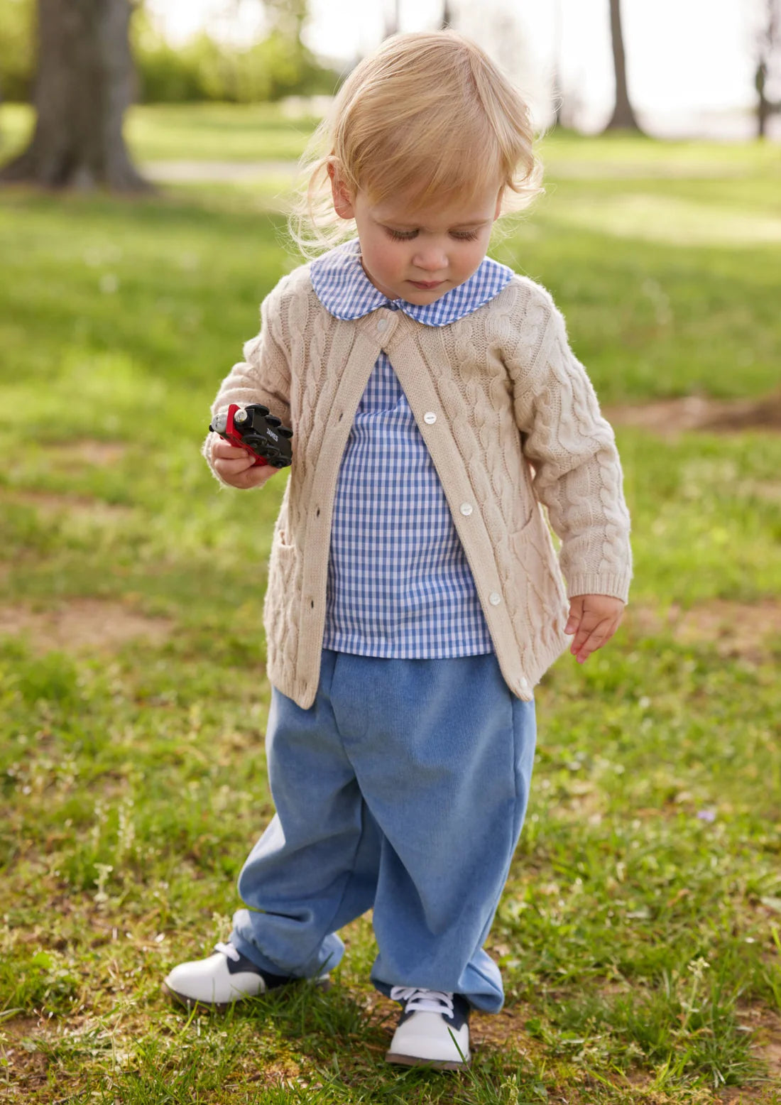 Little English Peter Pan Shirt - Blue Gingham