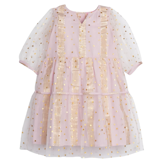 BISBY Madaket Dress - Pink Metallic Stars