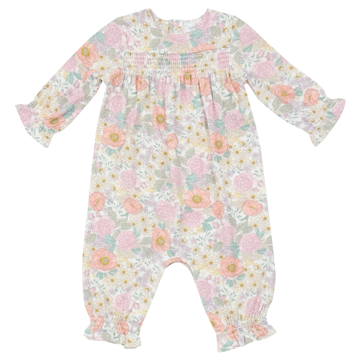 AD Smocked Romper - Peonies + Roses