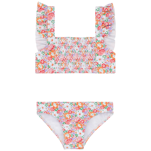 Smocked Ruffle Strap Bikini - Island Blossom