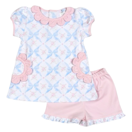 Pima Short Set - Blue Bows