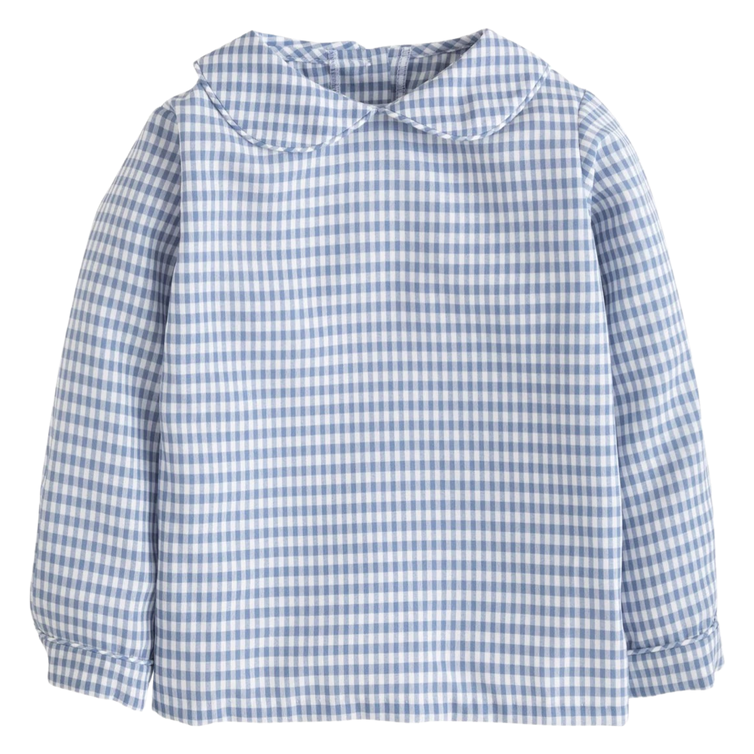 Little English Peter Pan Shirt - Blue Gingham