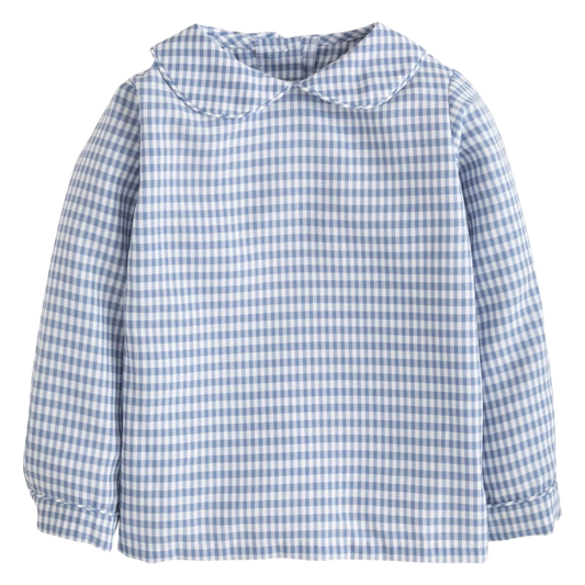 Little English Peter Pan Shirt - Blue Gingham