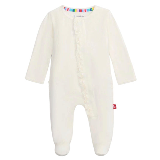 Magnetic Ruffle Footie - Egret