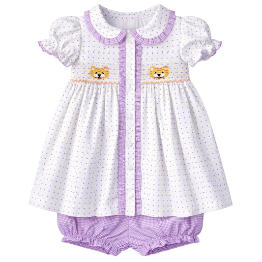 Ruby Smocked Bloomer Set - Tiger