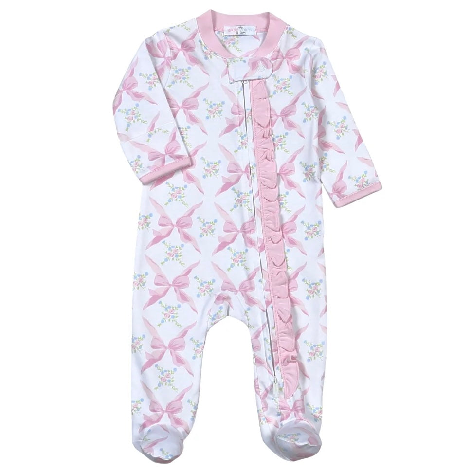 Pima Footie - Pink Bow