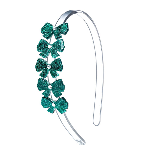 Headband - Bows Glitter Green