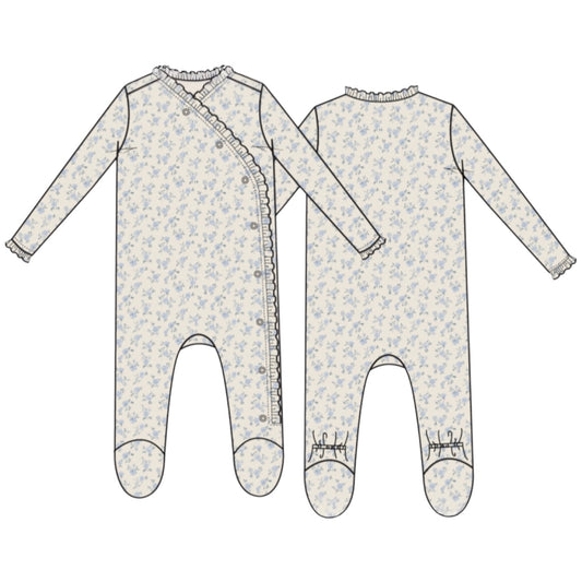 Kimono Ruffle Footie - Rose Briar