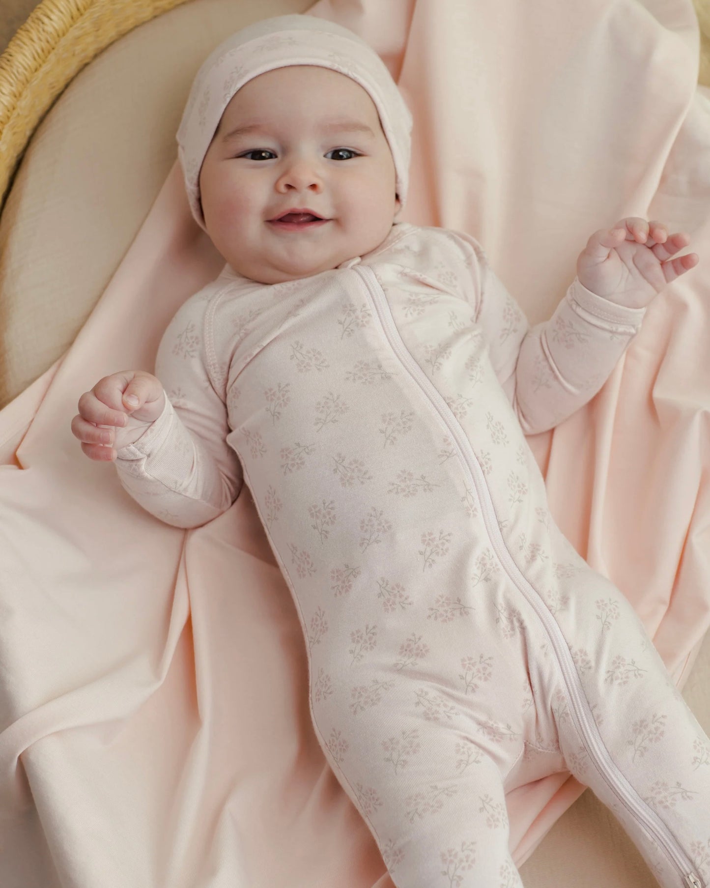 Modal Footie - Pink Blossom