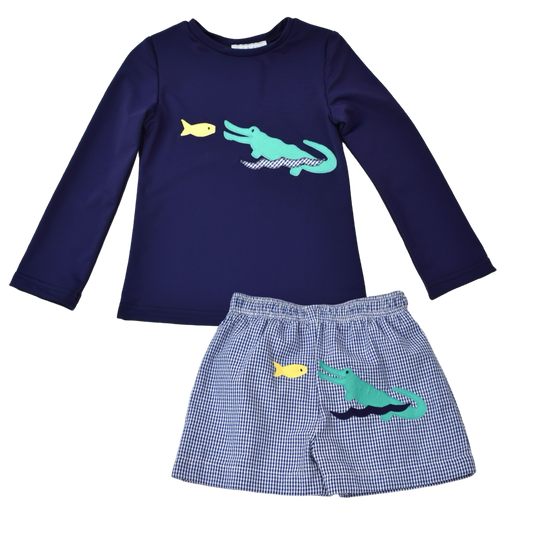 Swim Trunks/Rashguard Set - Gator