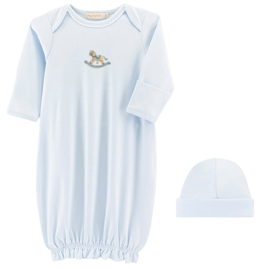 Pima Gown/Hat - Blue Rocking Horse
