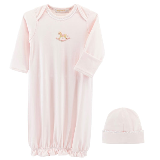 Pima Gown/Hat - Pink Rocking Horse