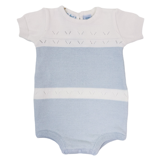 Pointelle Knit Romper - Blue