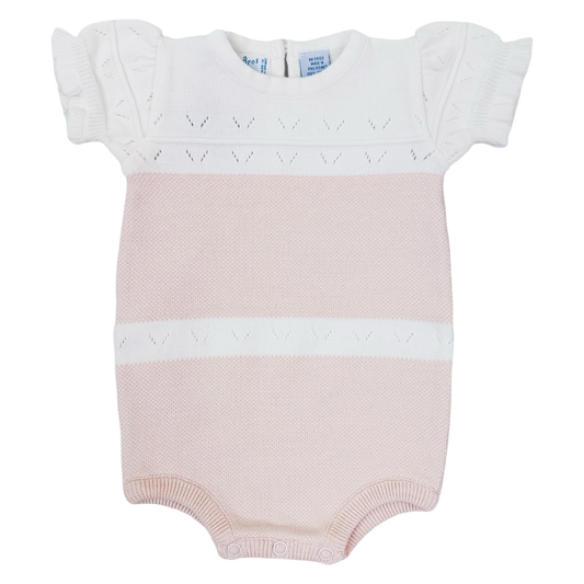 Pointelle Knit Romper - Pink