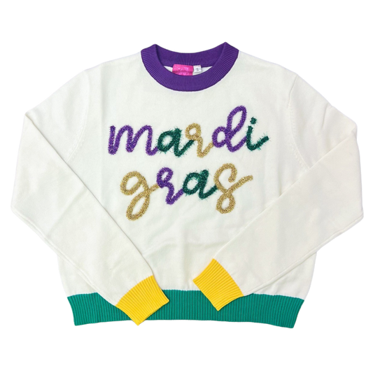 Queen of Sparkles Sweater - Mardi Gras Glitter