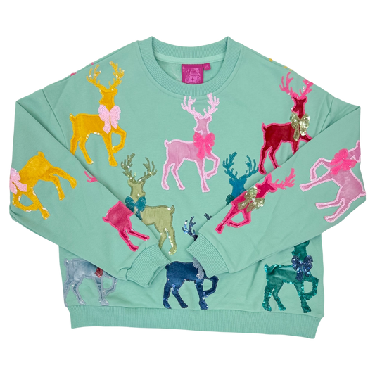 Queen Of Sparkles Sweatshirt - Velvet Reindeer/Bows