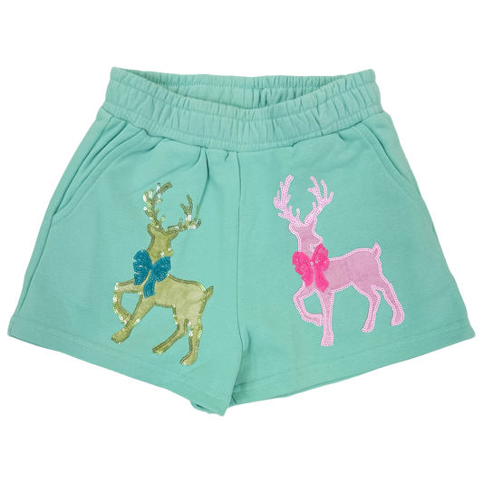 Queen of Sparkles Short - Velvet Reindeer/Bows