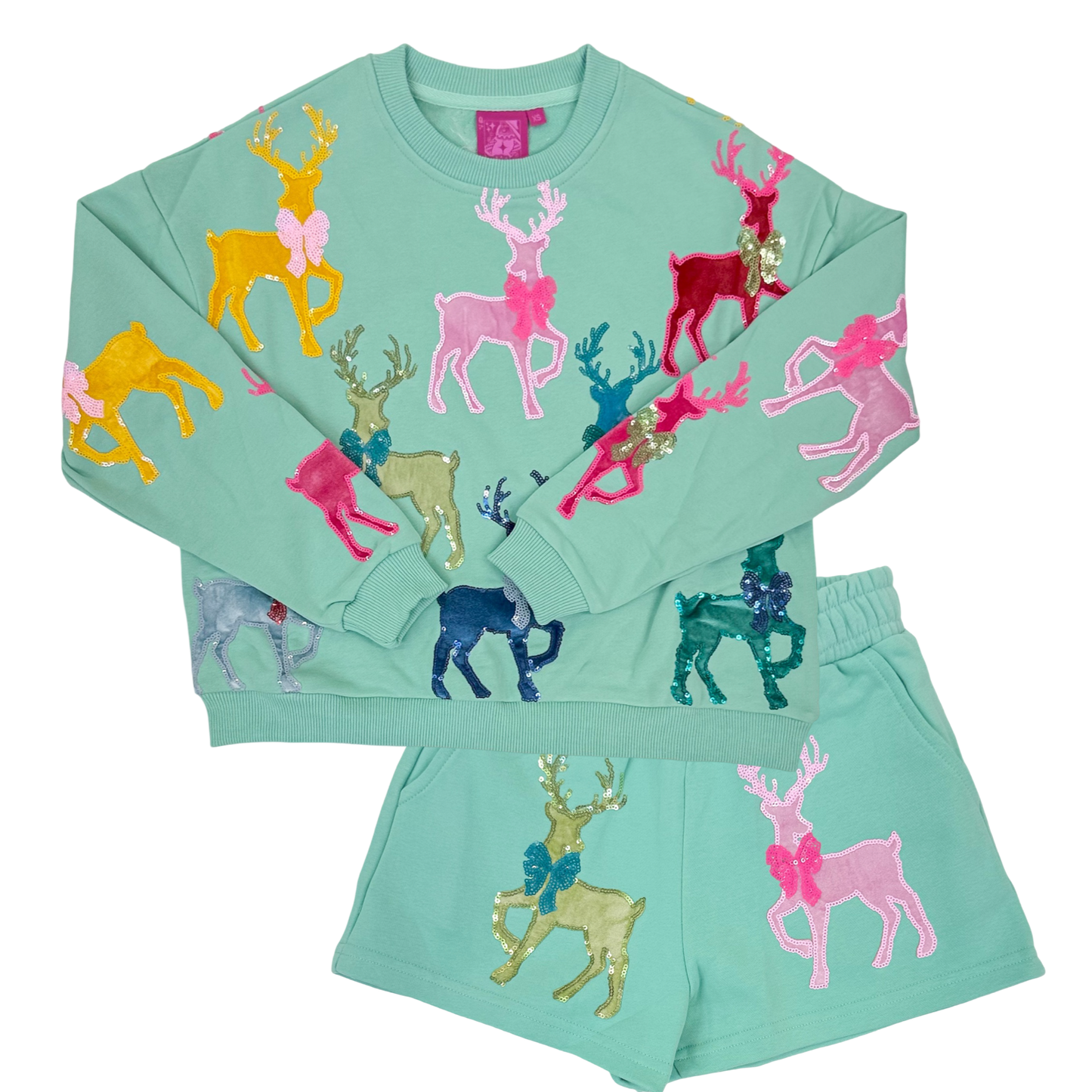 Queen Of Sparkles Sweatshirt - Velvet Reindeer/Bows