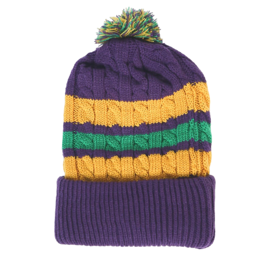 Mardi Gras POM POM Beanie - Youth
